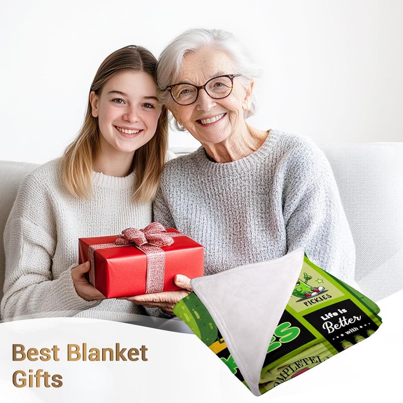 Levens Pickle Blanket Funny Dill Pickle Gifts for Pickle Lovers Girls Women 60"x50", Just A Girl Who Loves Pickles, Pickle Themed Gifts Soft Flannel Food Throw Blanket Pickle Decor for Couch Birthday Gift - Image 4